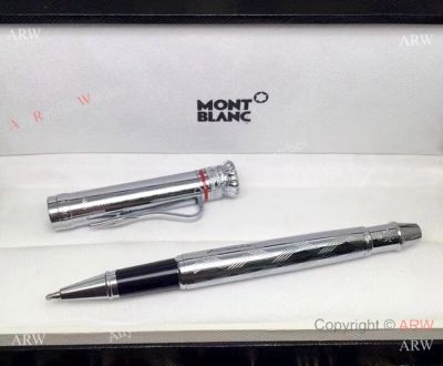 2019 Mont blanc Fake Pen - Writers Edition Silver Rollerball Pen